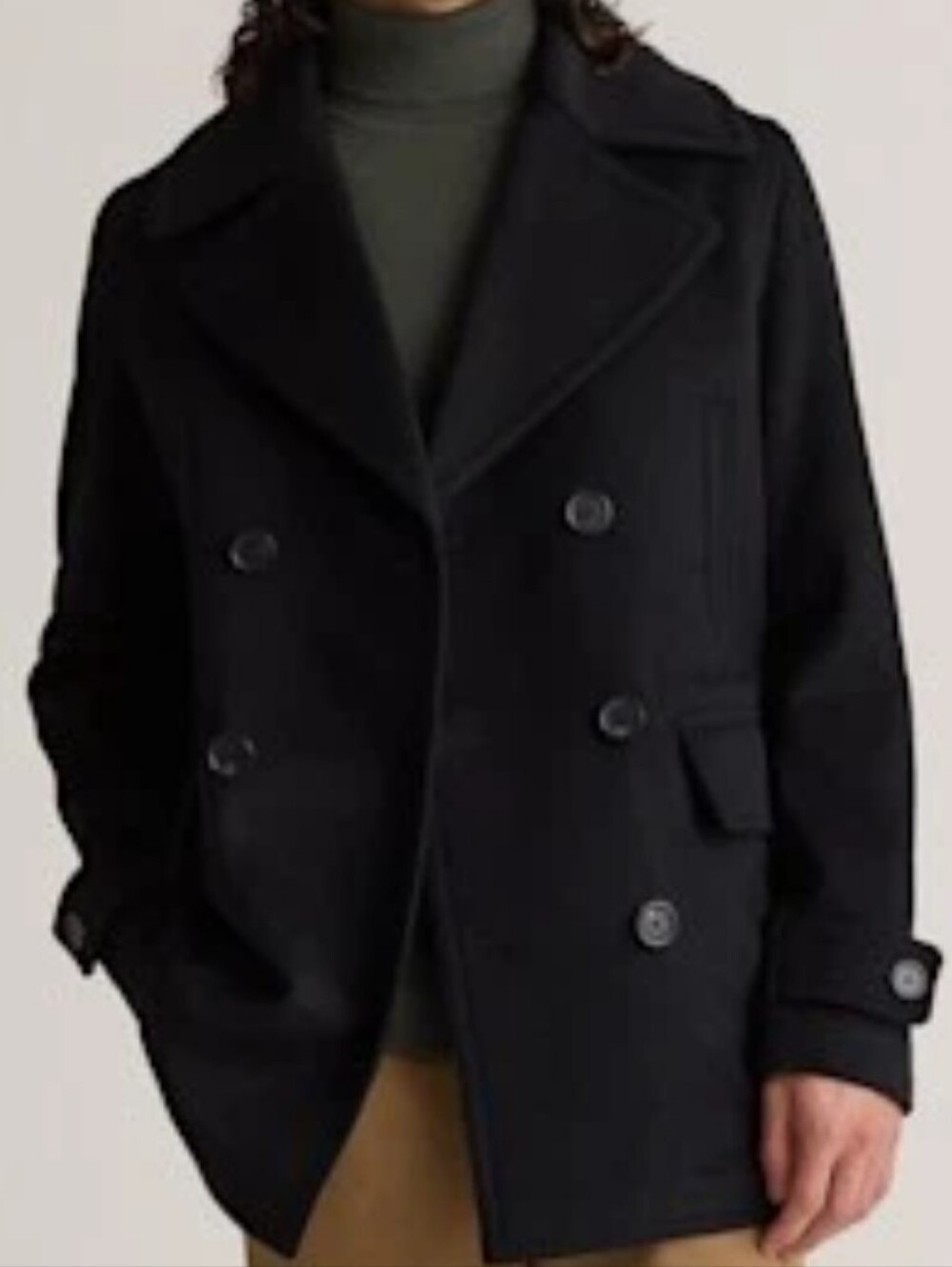 Quince Italian Wool Peacoat, Black, Size Medium, New With Tags